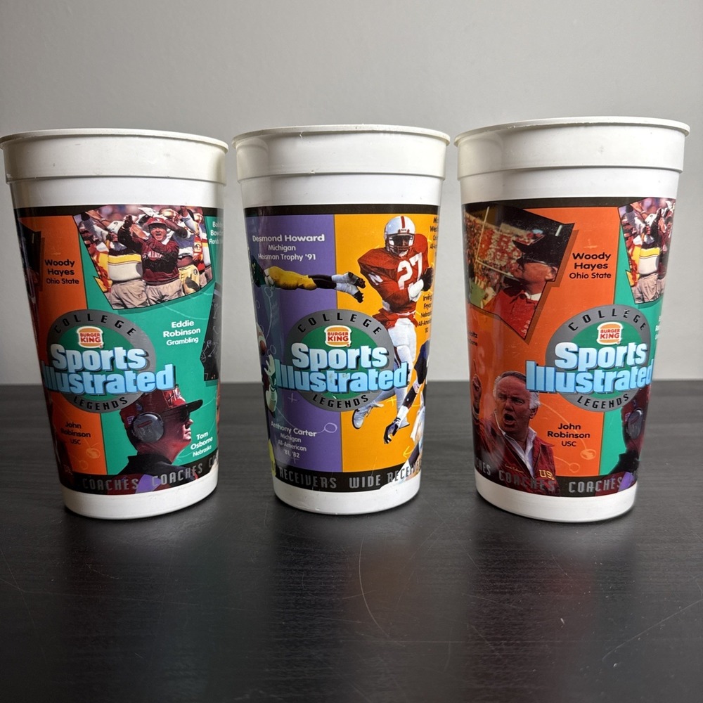 Burger King Sports Illustarated College Legends Cups Lot Of 3